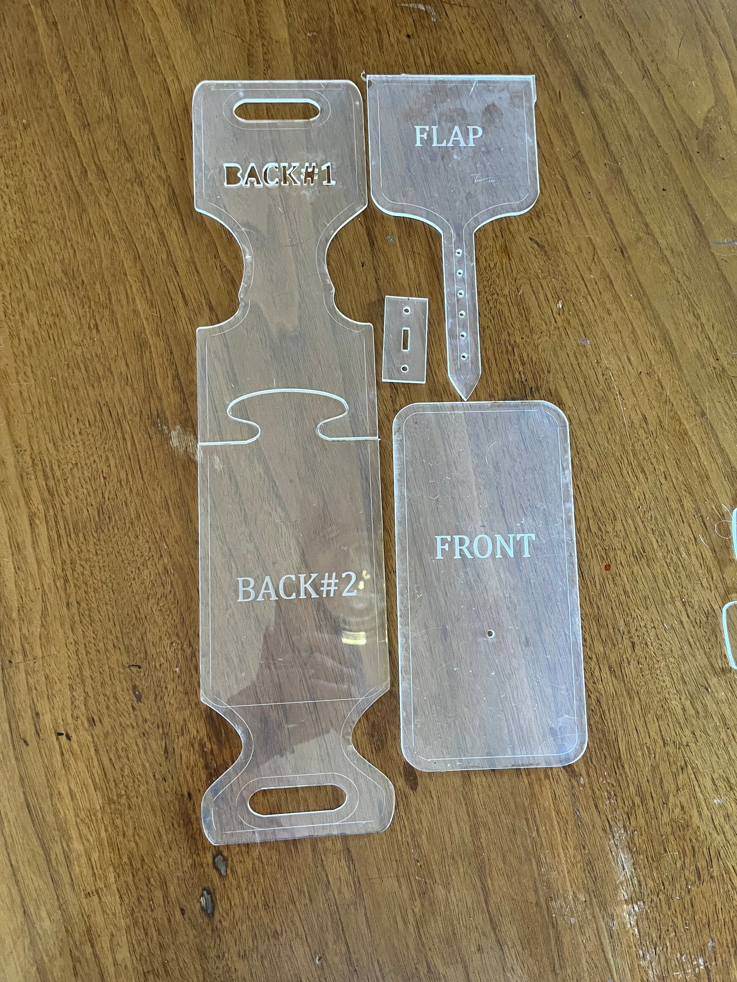 Rear cinch phone holder acrylic template