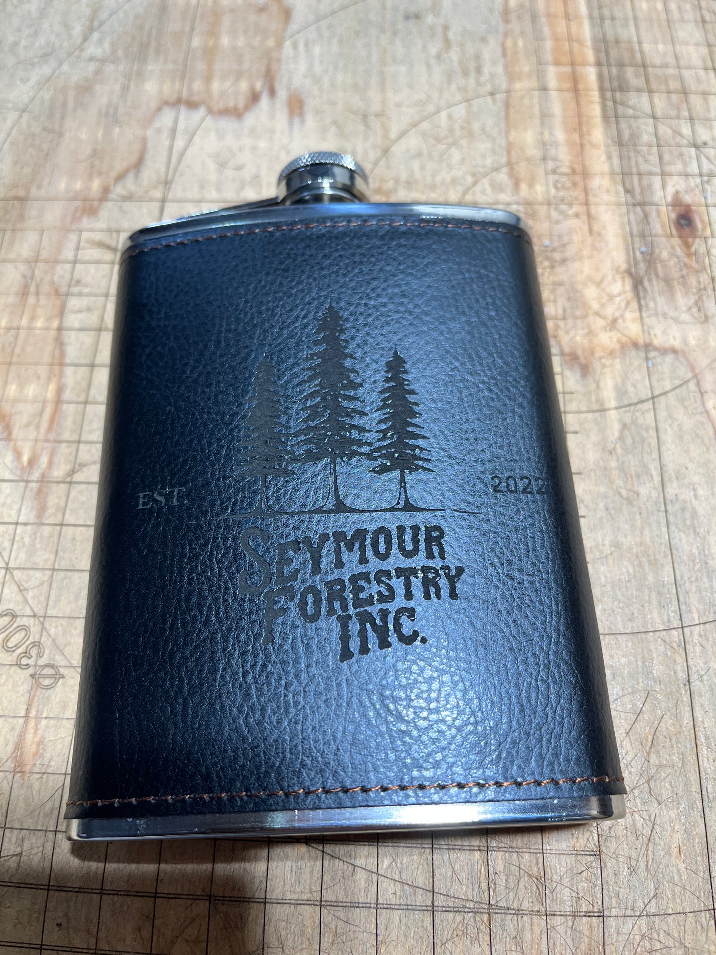 Laser engraved Whiskey flask