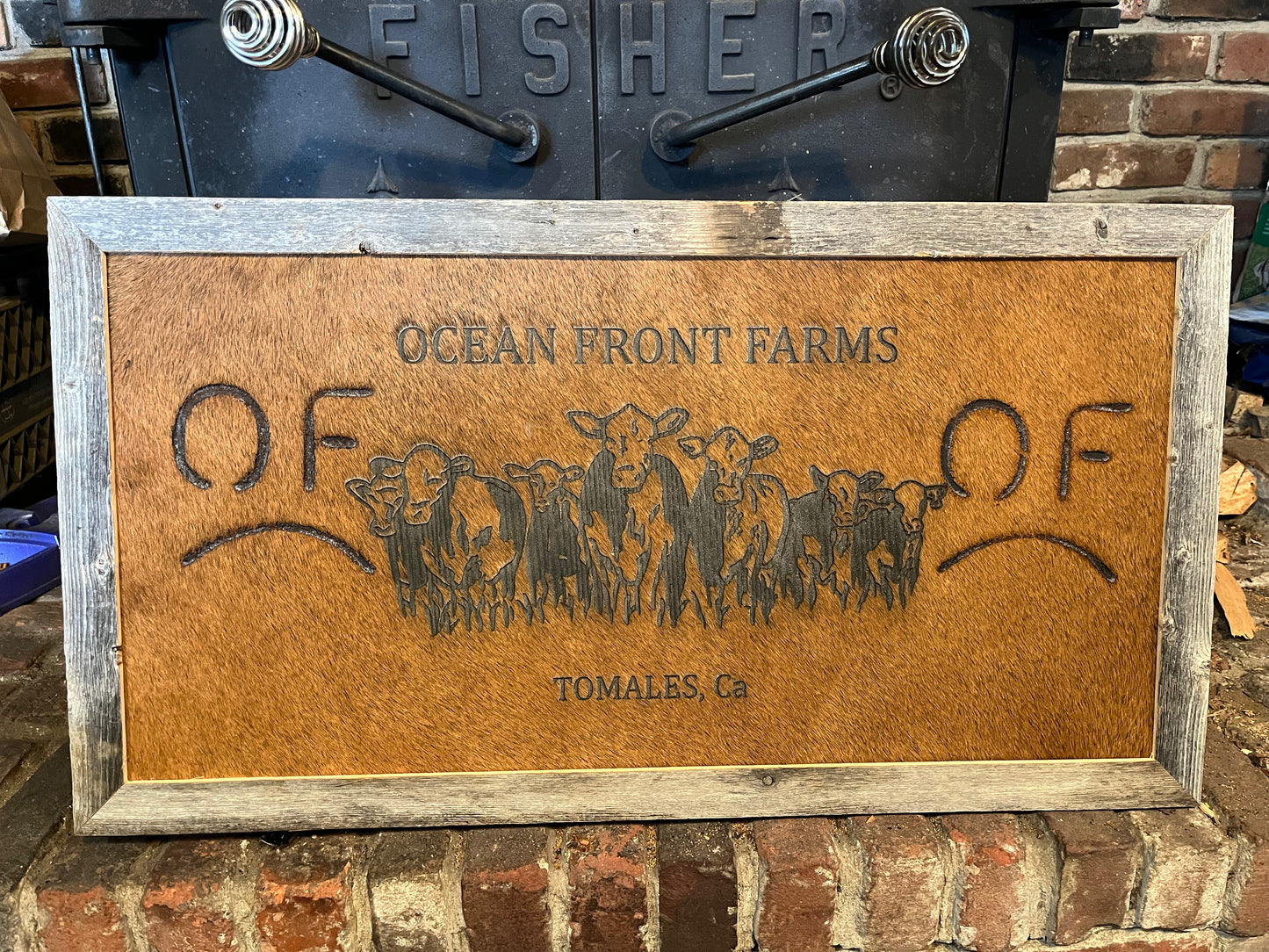 Laser engraved cowhide picture frame