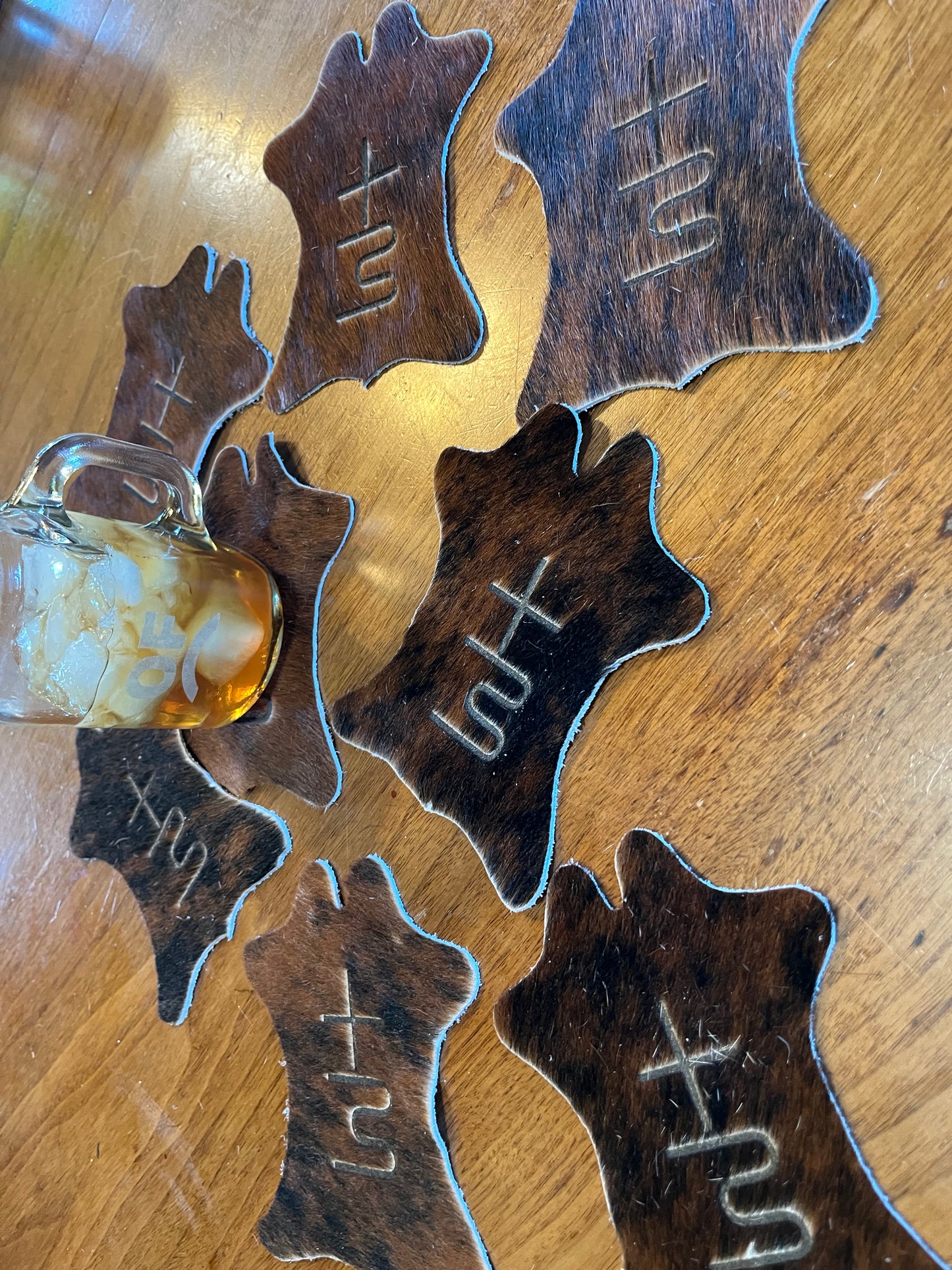 Cowhide cutout coasters