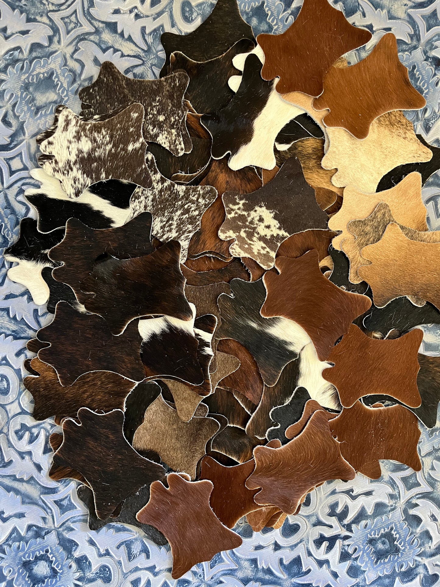 Cowhide cutout coasters