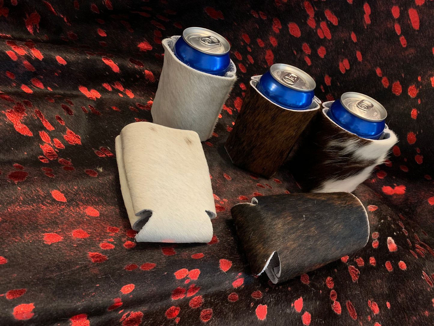 Cowhide koozies