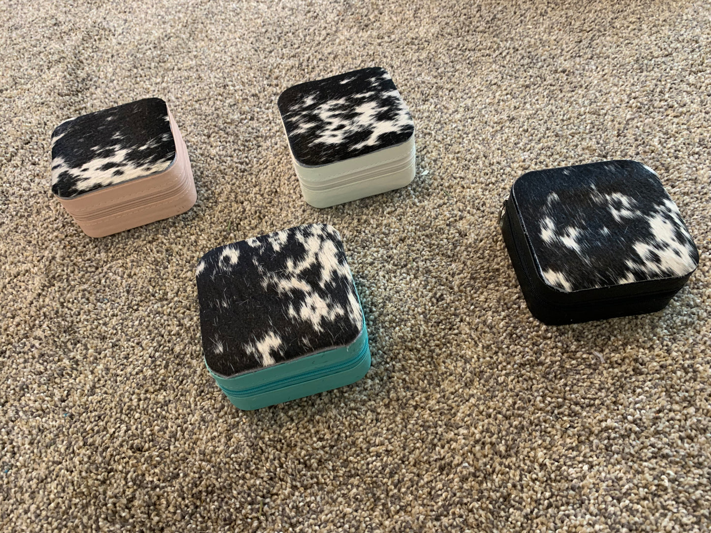 Cowhide topped Travel jewelry box