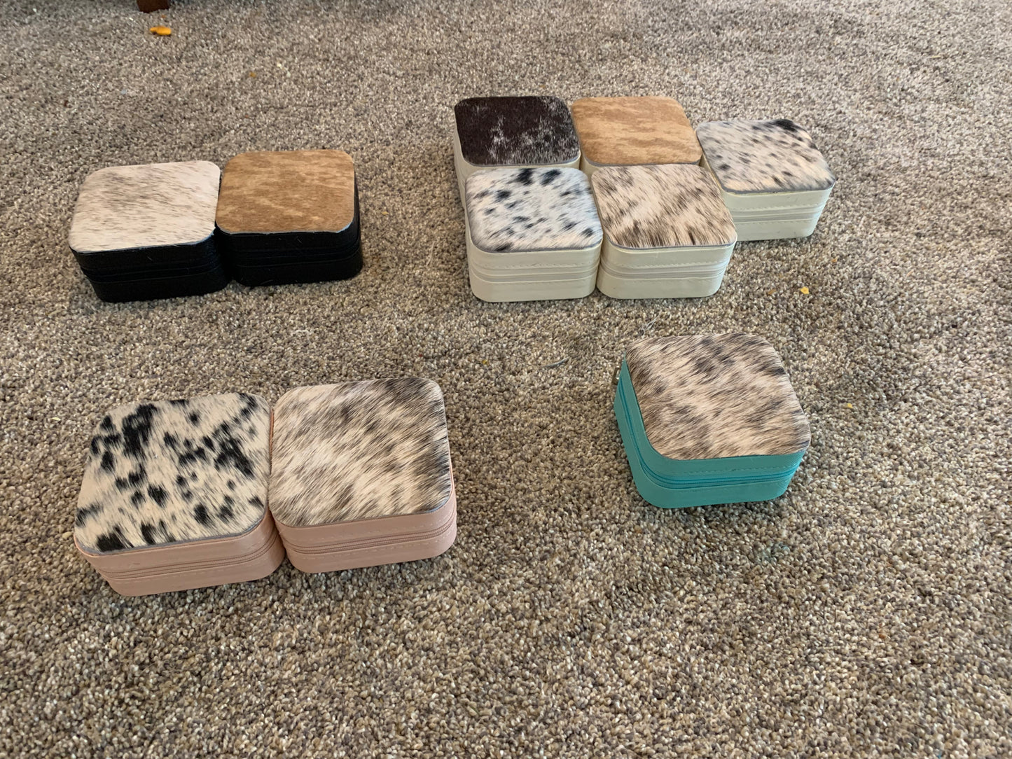 Cowhide topped Travel jewelry box